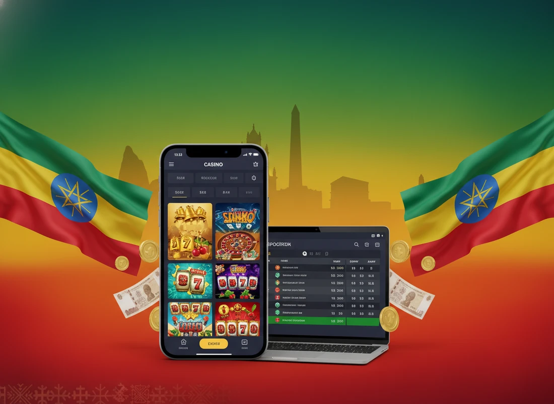 Screenshot of Habtam Bet's interface with casino and sports areas